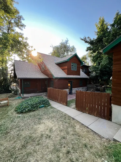 Cozy cabin with stained exterior