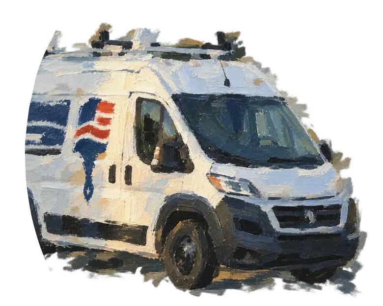 Painted illustration of the US Painting van
